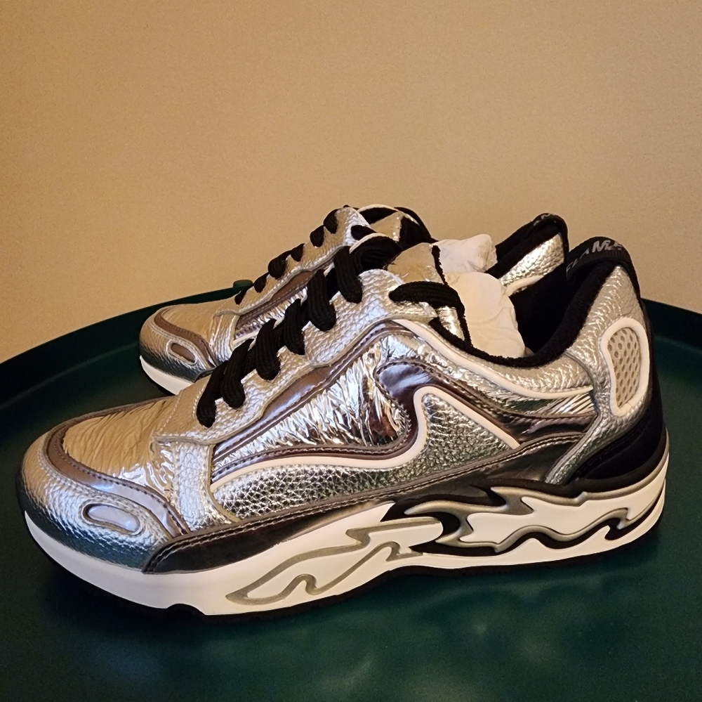 Sandro Flame Metallic Eco-friendly Leather Sneakers size 35 - Picture 4 of 4